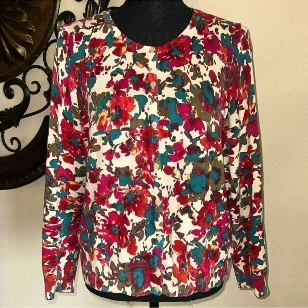 Talbots Women’s 100% Cotton Floral Cardigan M